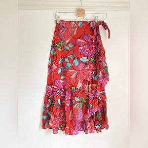 NWOT & Other Stories Ruffled Midaxi Wrap Skirt in Red Floral ♥️ (Sz 10)